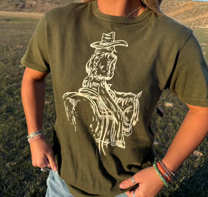 Horseback Cowgirl Tee