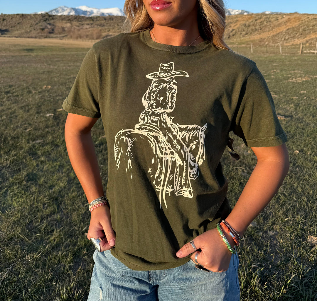 Horseback Cowgirl Tee