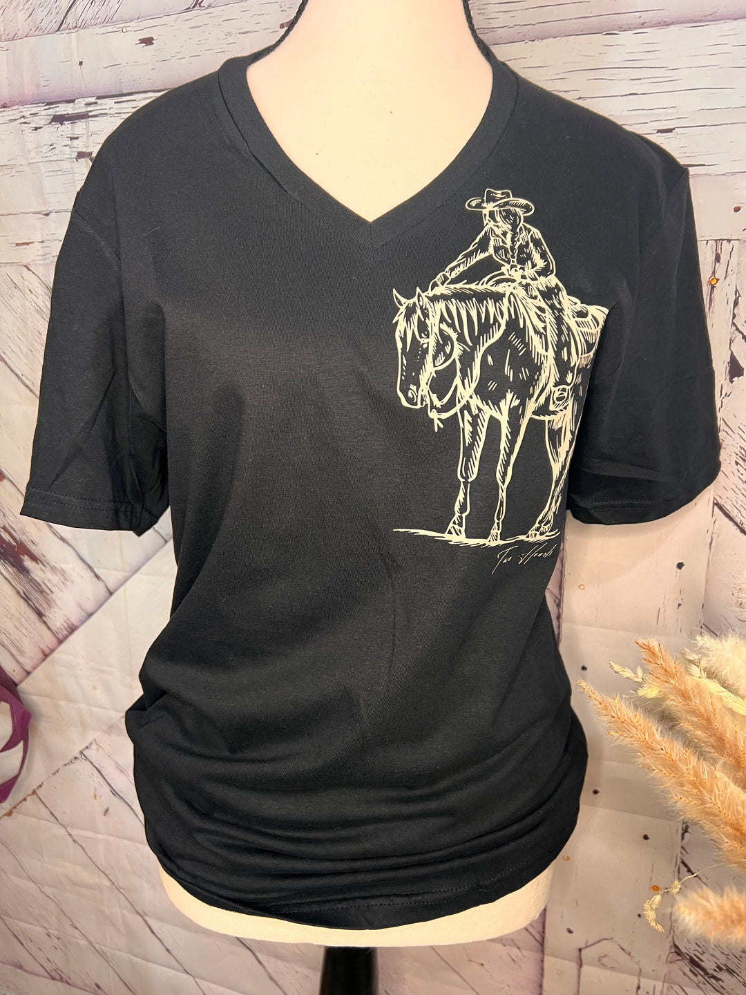 Cowgirl w/ Horse V-Neck Tee