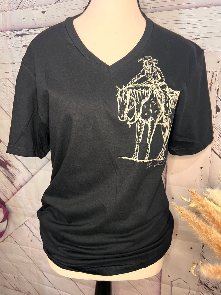 Cowgirl w/ Horse V-Neck Tee
