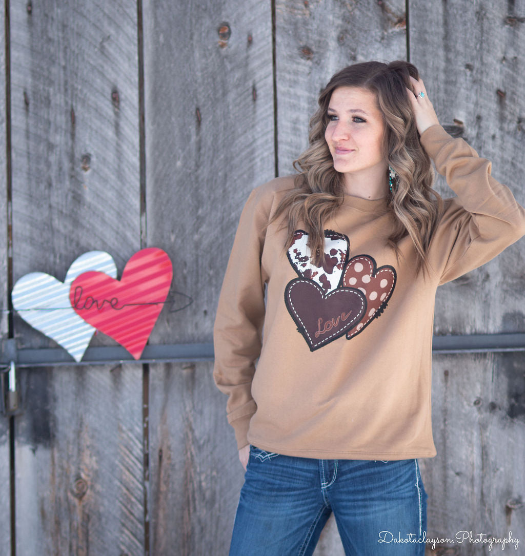 GuruGuru Heart Sweatshirt Brown 安い オンライン 買取 - getwireless