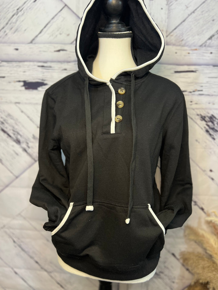 Black Button Hoodie