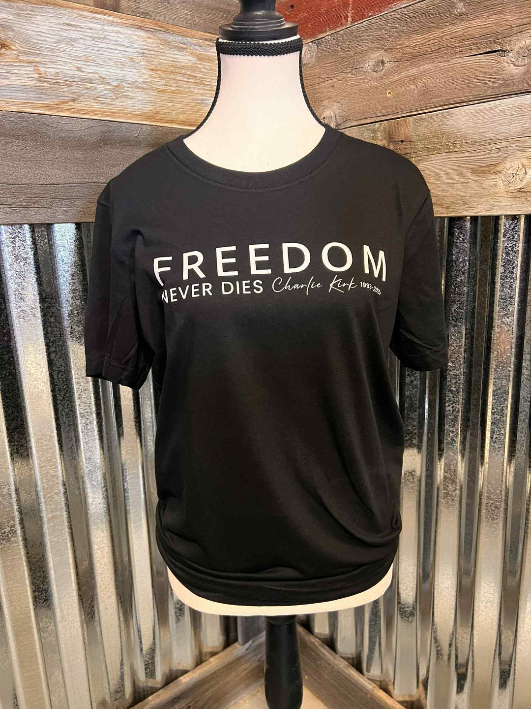 Black t-shirt with &