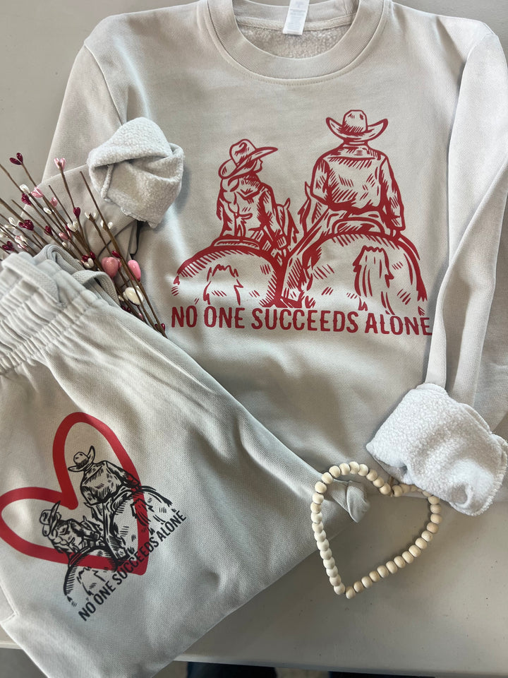 No One Succeeds Alone Valentine Crewneck &amp; Jogger Set