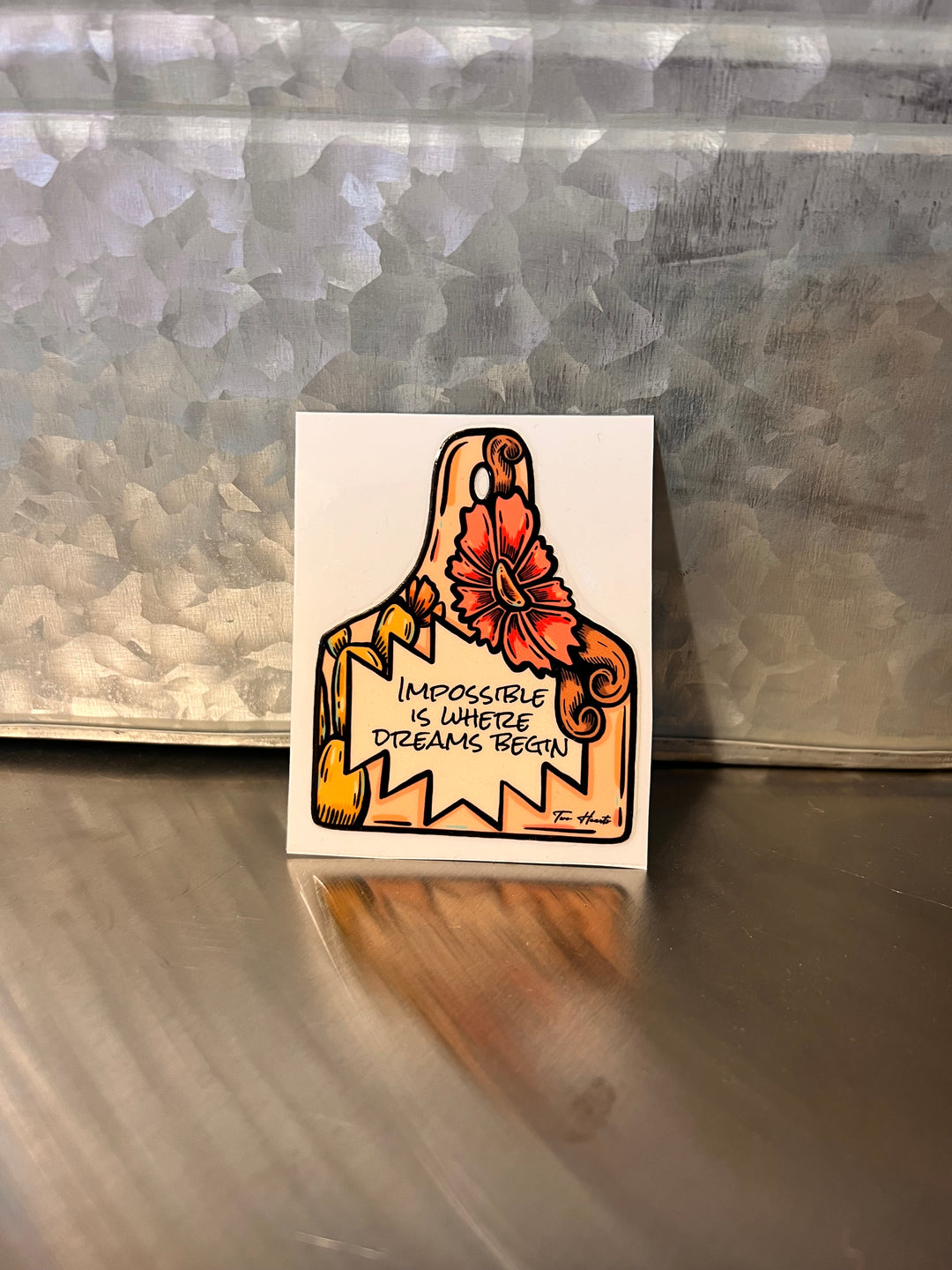 Impossible Dreams Cow Tag Sticker
