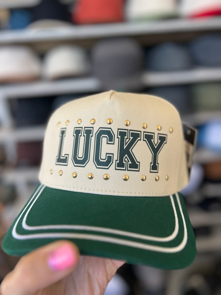 Green and beige cap with &
