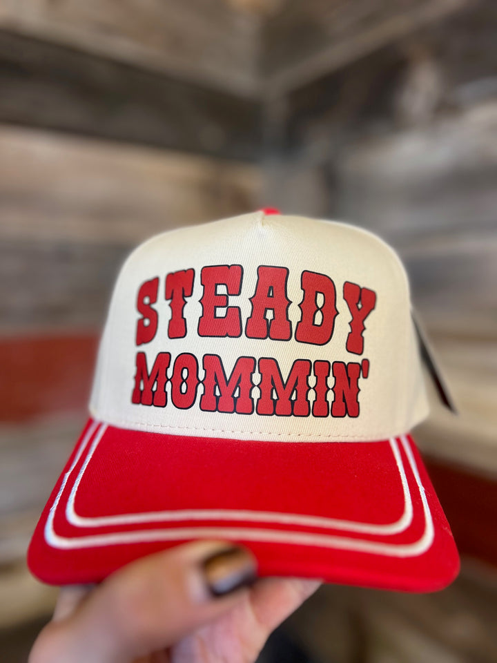 Red and white cap with &