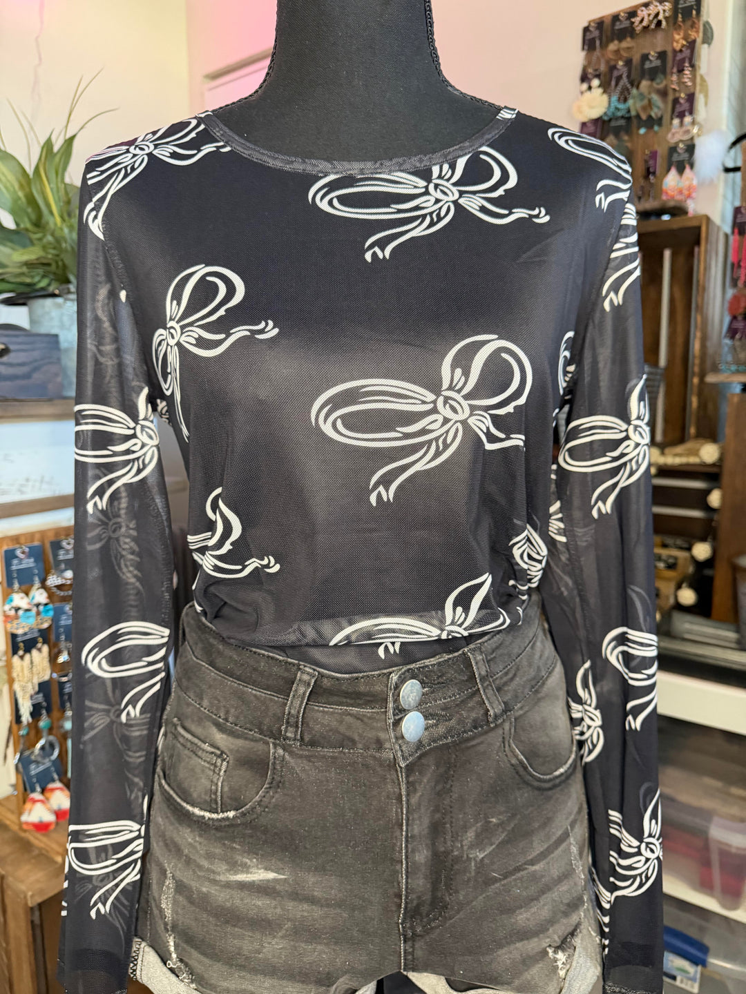 The After Dark Bow Mesh Top