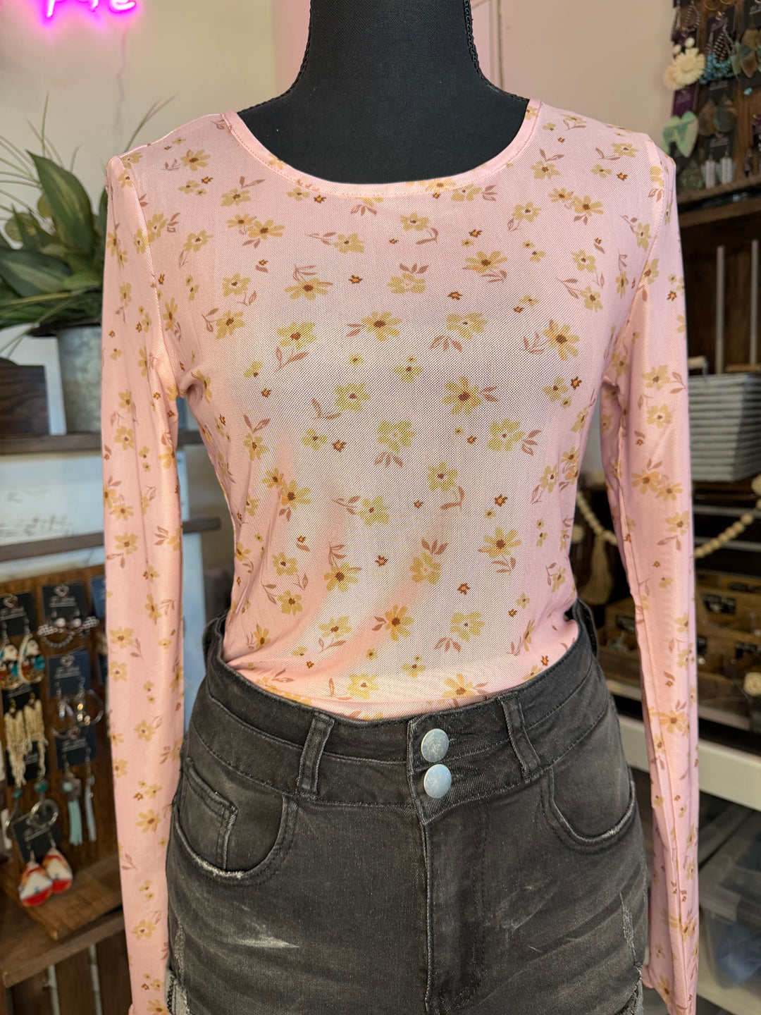 The Blushing Wildflower Mesh Top