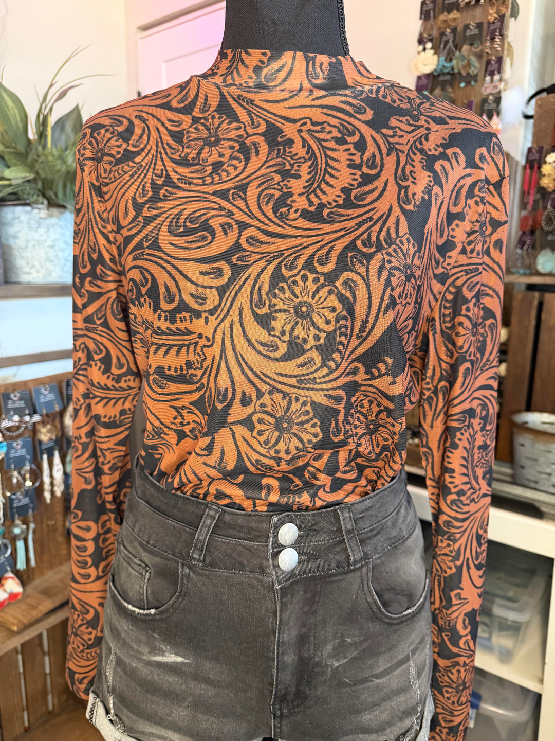 The Copper Tooled Mesh Top