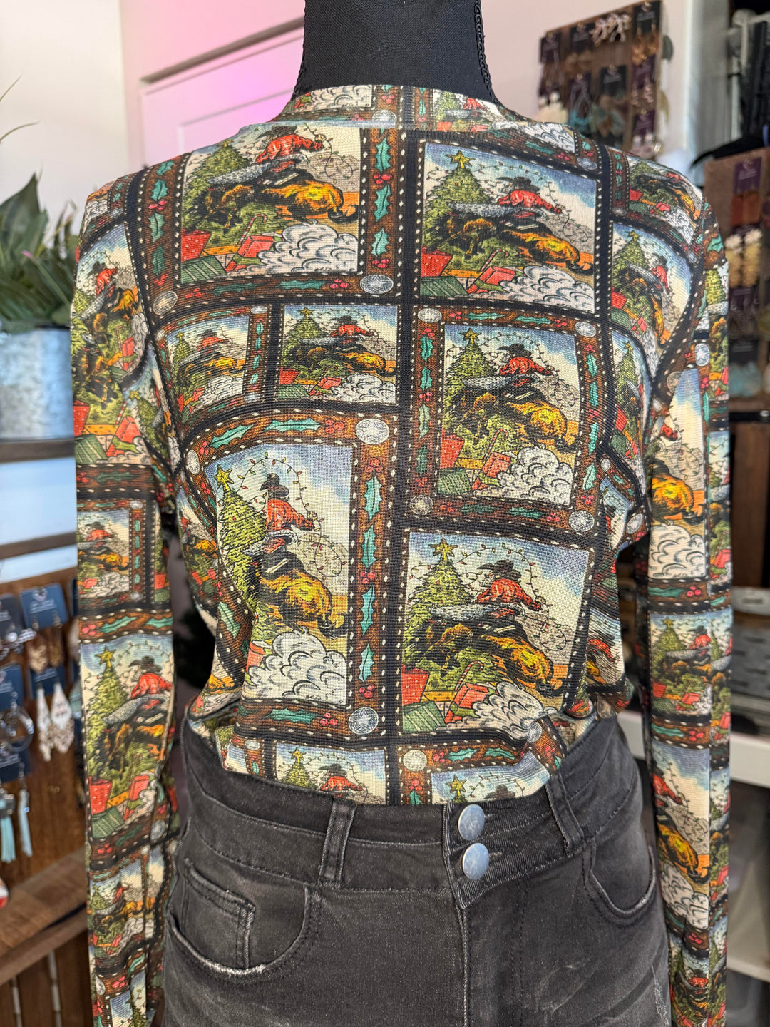 The Cowboy Christmas Mesh Top