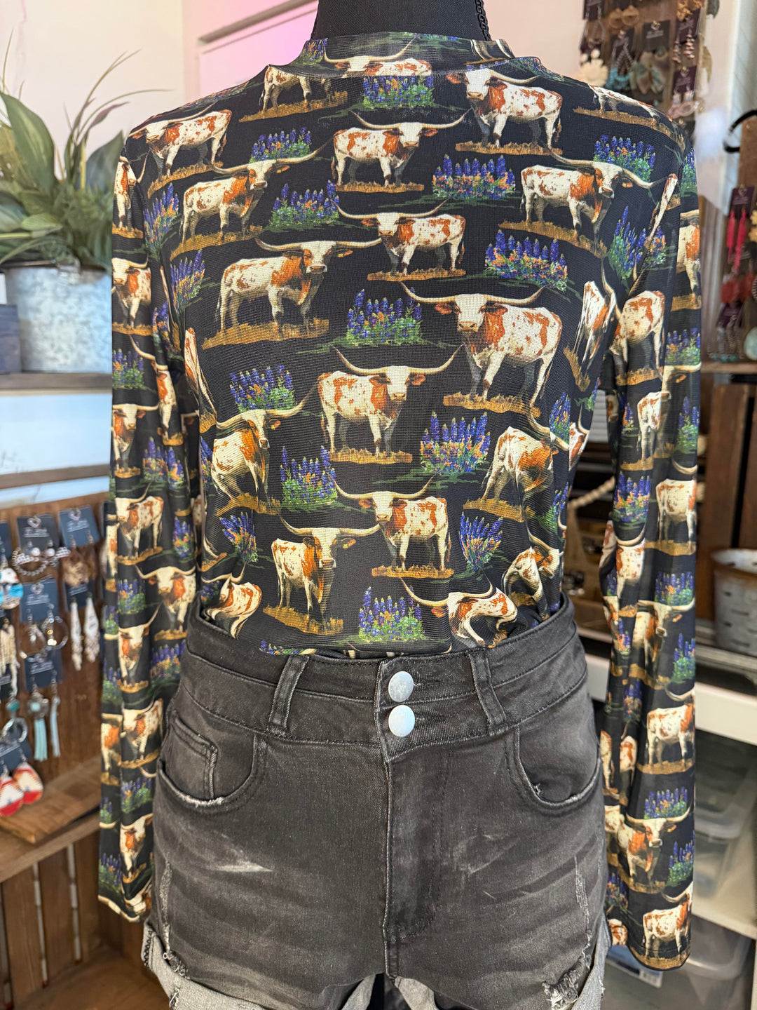 The Longhorn Country Mesh Top