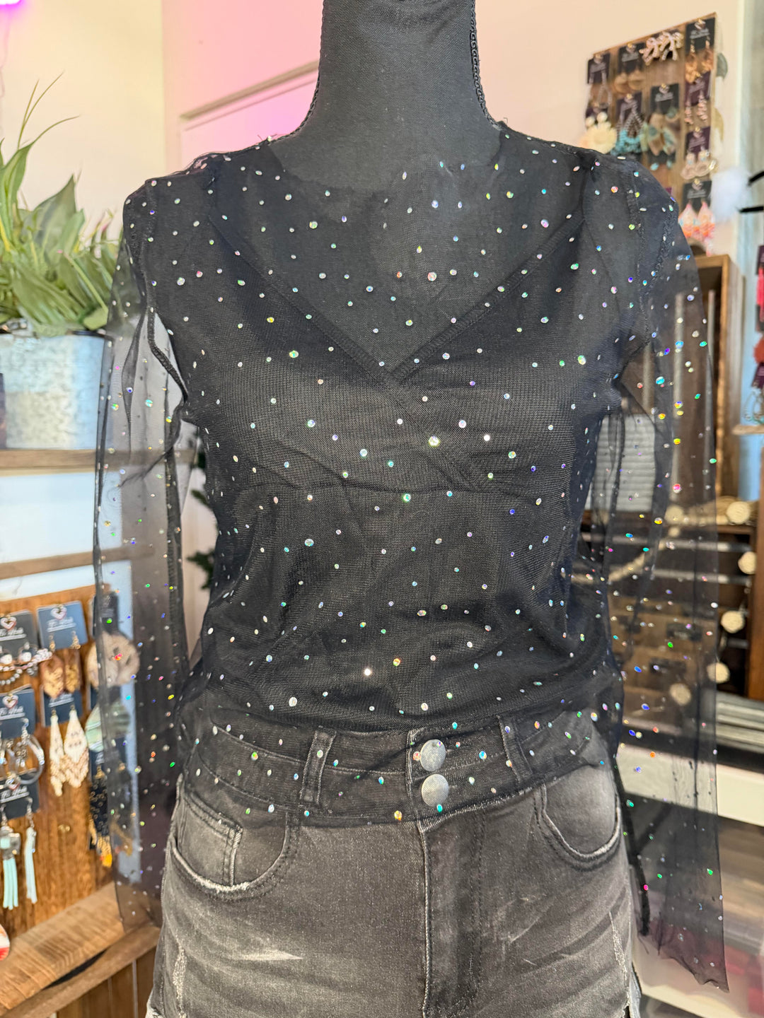 The Rhinestone Rodeo Mesh Top