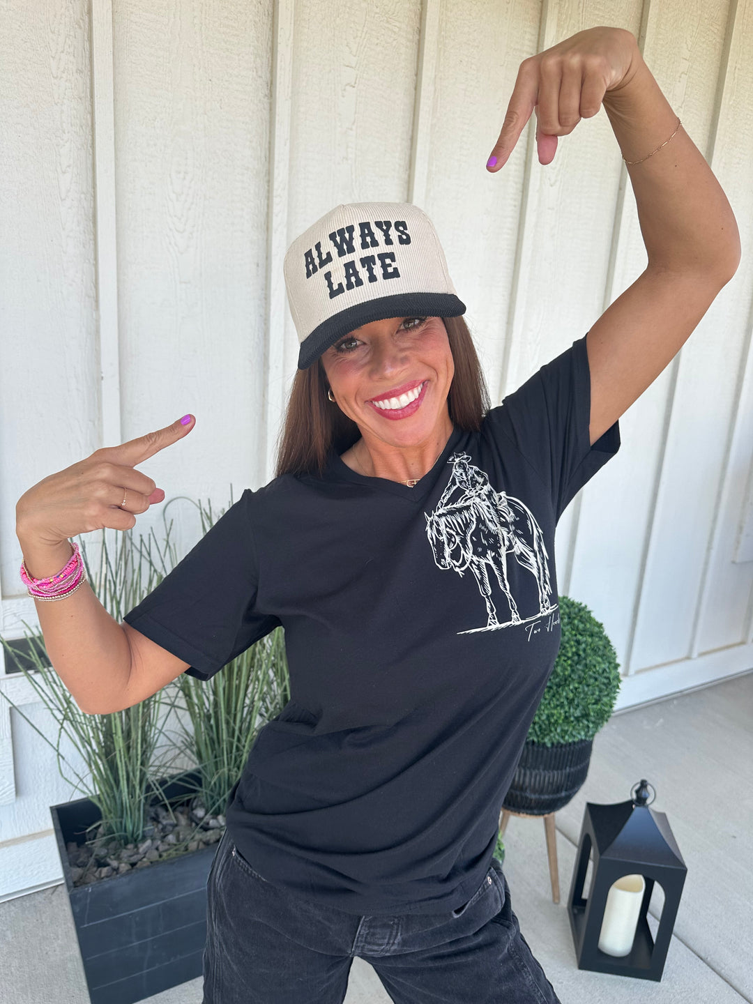 Cowgirl w/ Horse V-Neck Tee