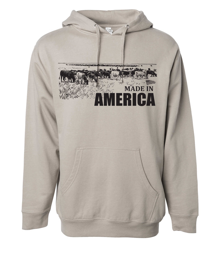 A gray sweatshirt with &