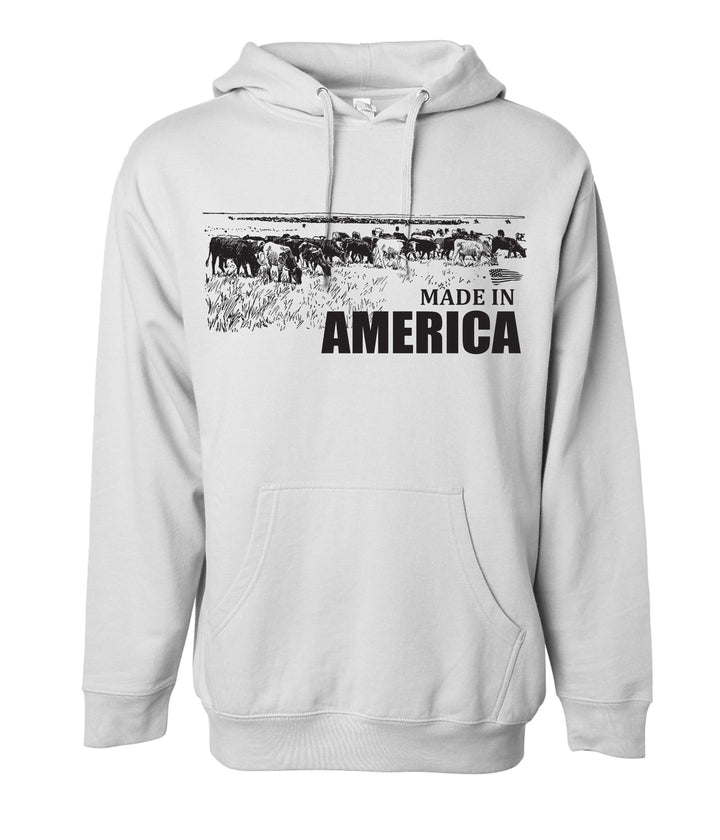 A gray sweatshirt with &